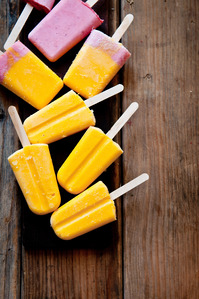 mango strawberry popsicles ice pop flatlay