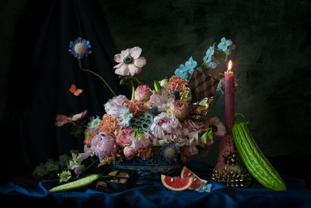 still life, chocolate, bitter melon
