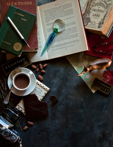 chocolate study still life flatlay