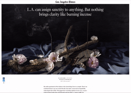 Stephanie Shih for LATimes Image, incense, still life, commissioned, editorial photography, Los Angeles Times