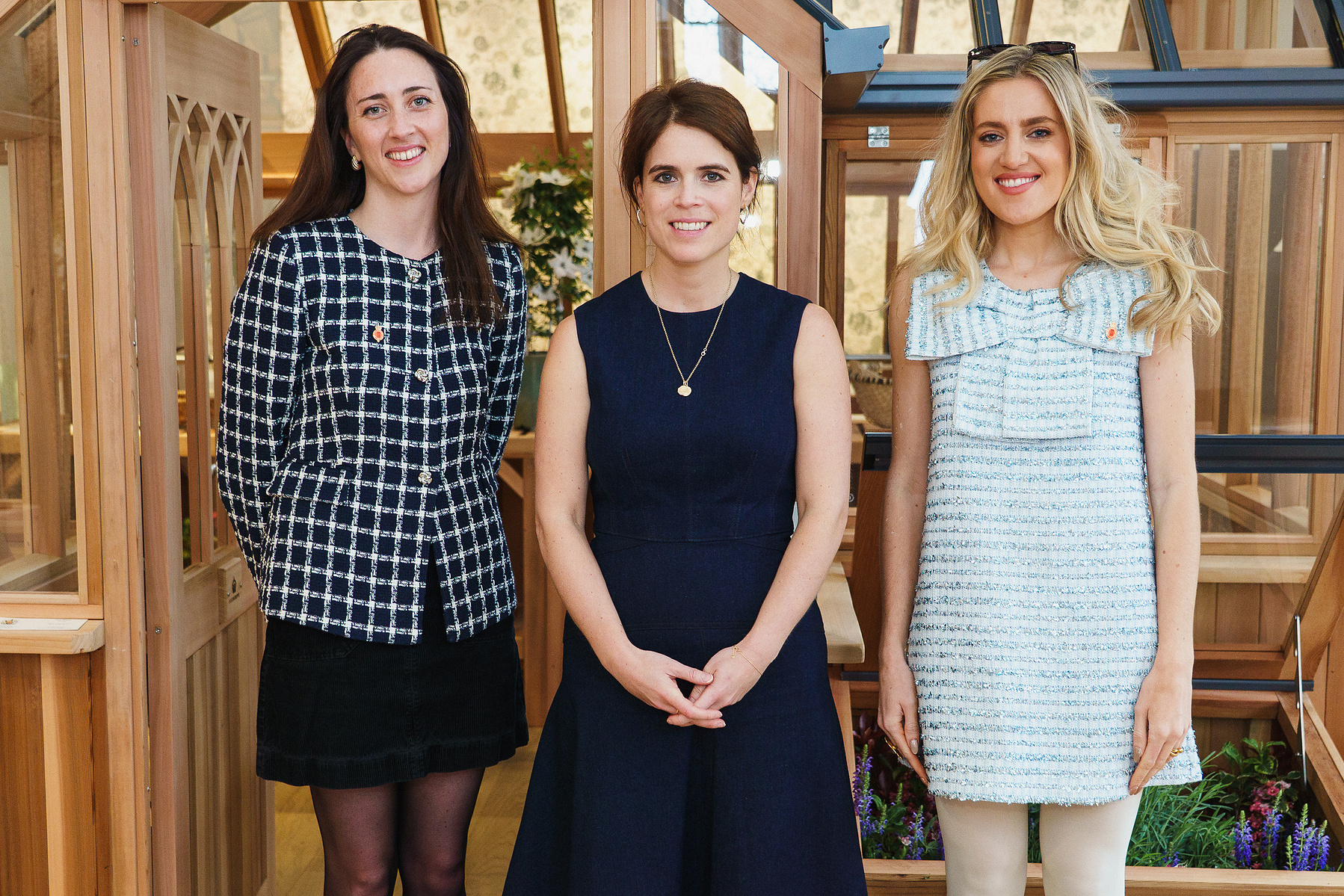 Princess Eugenie with Alice Hewson and Sophie Tea at The King's Foundation '35 Under 35' launch event at The Garrison Chapel in London, photographed by photographer Stefan Jakubowski.