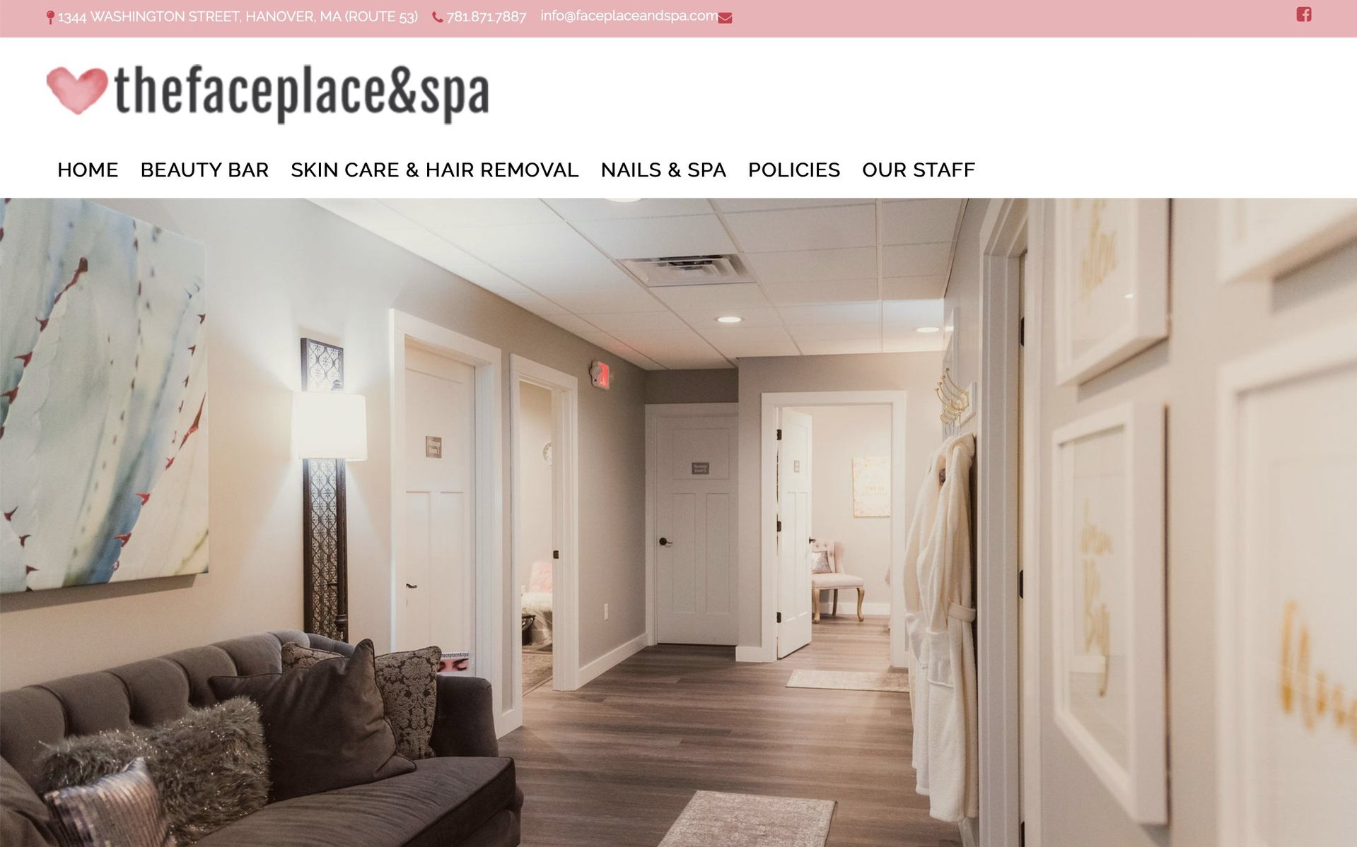 Splash page for thefaceplace spa by Boston commercial photographer Lisa Czech