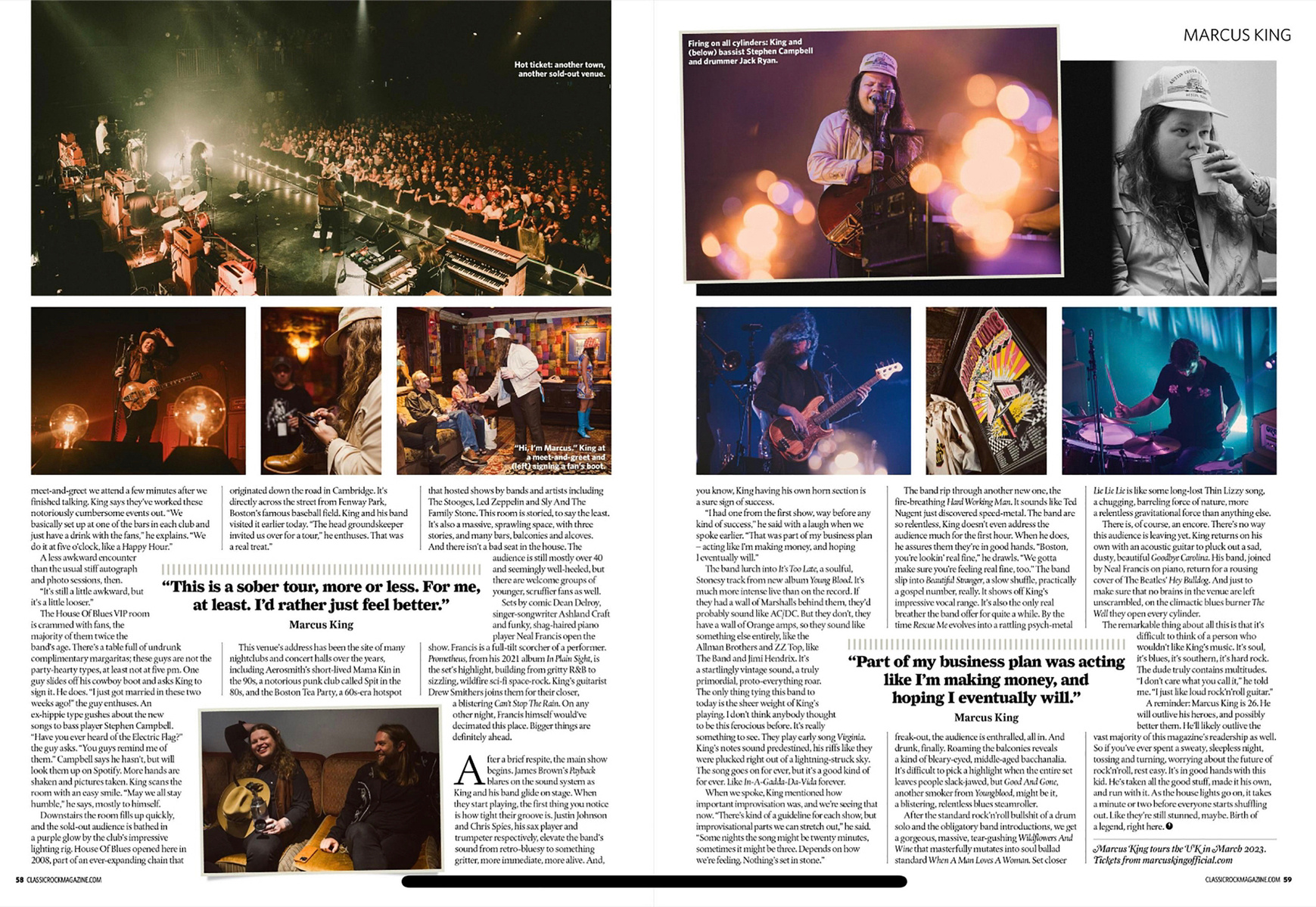 Feature of Marcus King in concert in Classic Rock Magazine by Boston music photographer Lisa Czech