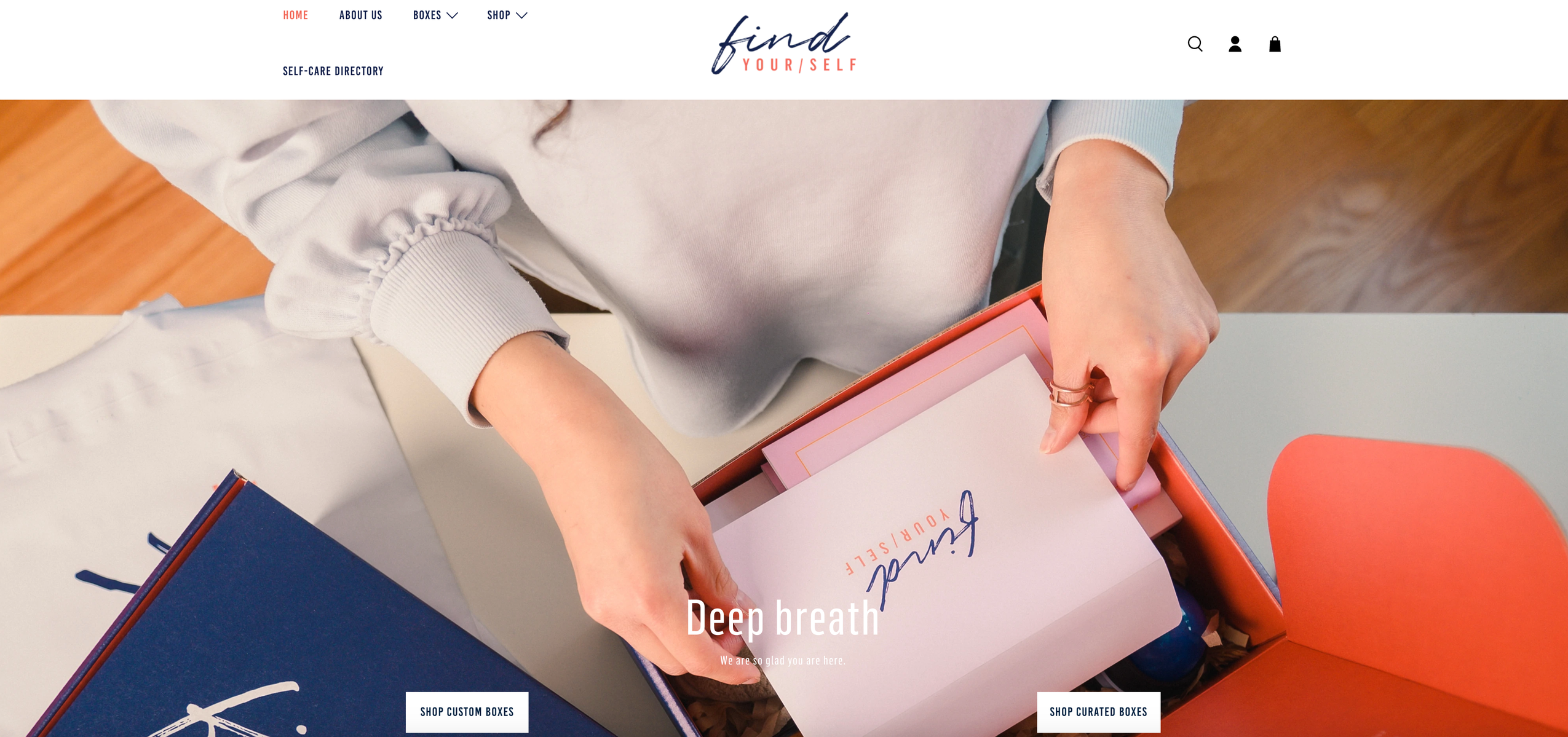 Splash page for Find Your/Self Boxes by Boston commercial photographer Lisa Czech