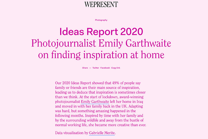 Emily Garthwaite is interviewed for WePresent and WeTransfer about finding inspiration at home