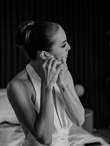 Bride getting ready at Rule of Thirds in Brooklyn, New York — captured by a CT-based wedding photographer.