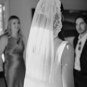 Moody black and white film portrait at Lion Rock Farm in Sharon, Connecticut, captured by a professional wedding photographer.