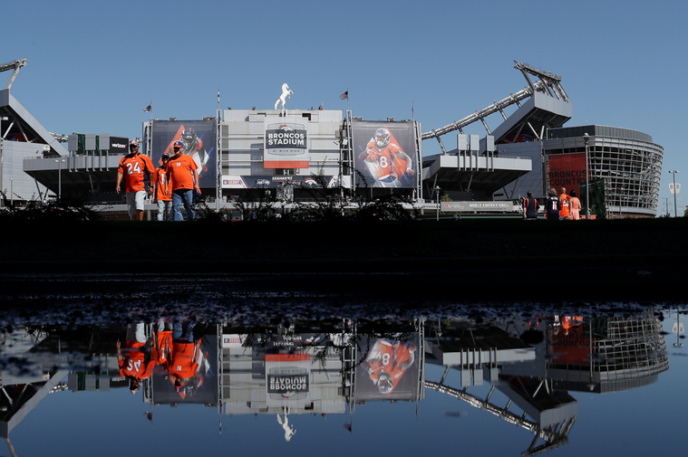 This is an exterior image of Mile High Stadium shot by Denver Broncos photographer Gabriel Christus.