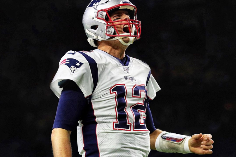An image of Tom Brady celebrating shot by New England Patriots photographer Eric Adler.