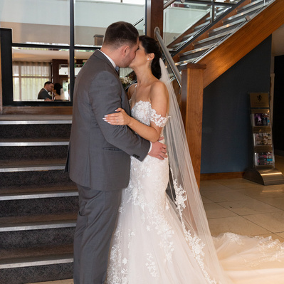Beautiful bride and groom at Formby Hall Golf Resort and Spa, Merseyside