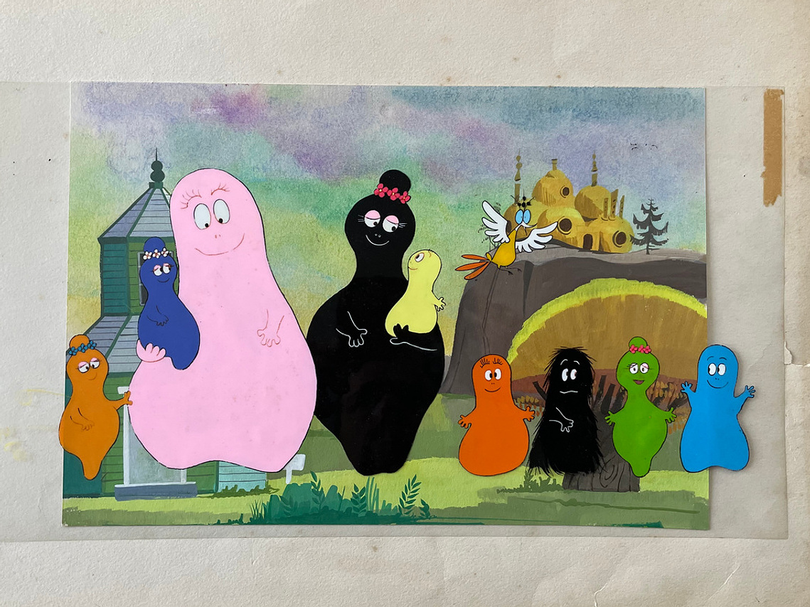 Barbapapa original production cel and original background BARBAPAPA