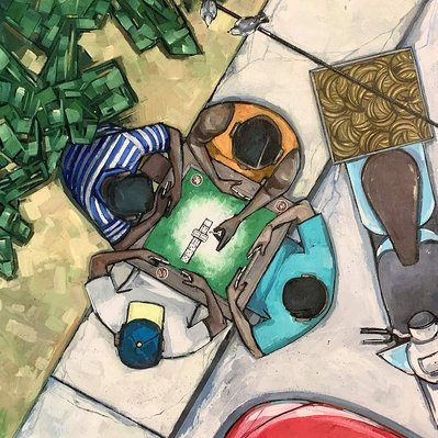 Dominos, Latin America, Painting, Art, Artwork, Peter Farmer, Farmer, arts, friends, Ariel, bananas, Dominican republic,  Santo Domingo, Park,