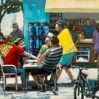 Dominos, Peter Farmer, Peter Farmer art, painting, artwork, arts, painting, paint, art, artist, Santo Domingo, colmado, friends, Dominican Republic,Culture, Latin Culture,