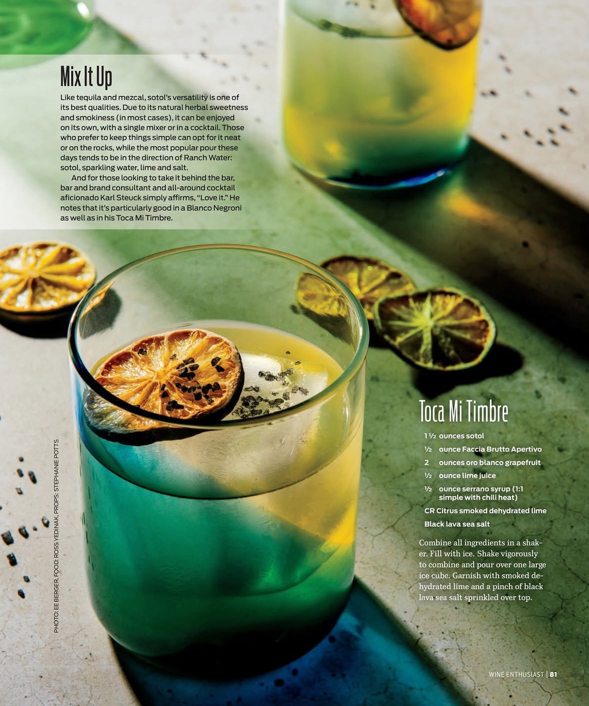 Cocktail table top photograph showing drinks with Food and prop styling, shot for an editorial assignment from Wine Enthusiast at Detroit Rental Studio Enginehouse27