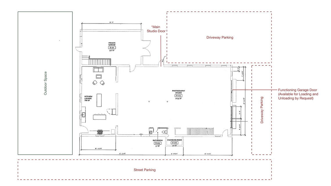 Architectural Plan of Rental space and Photography Studio