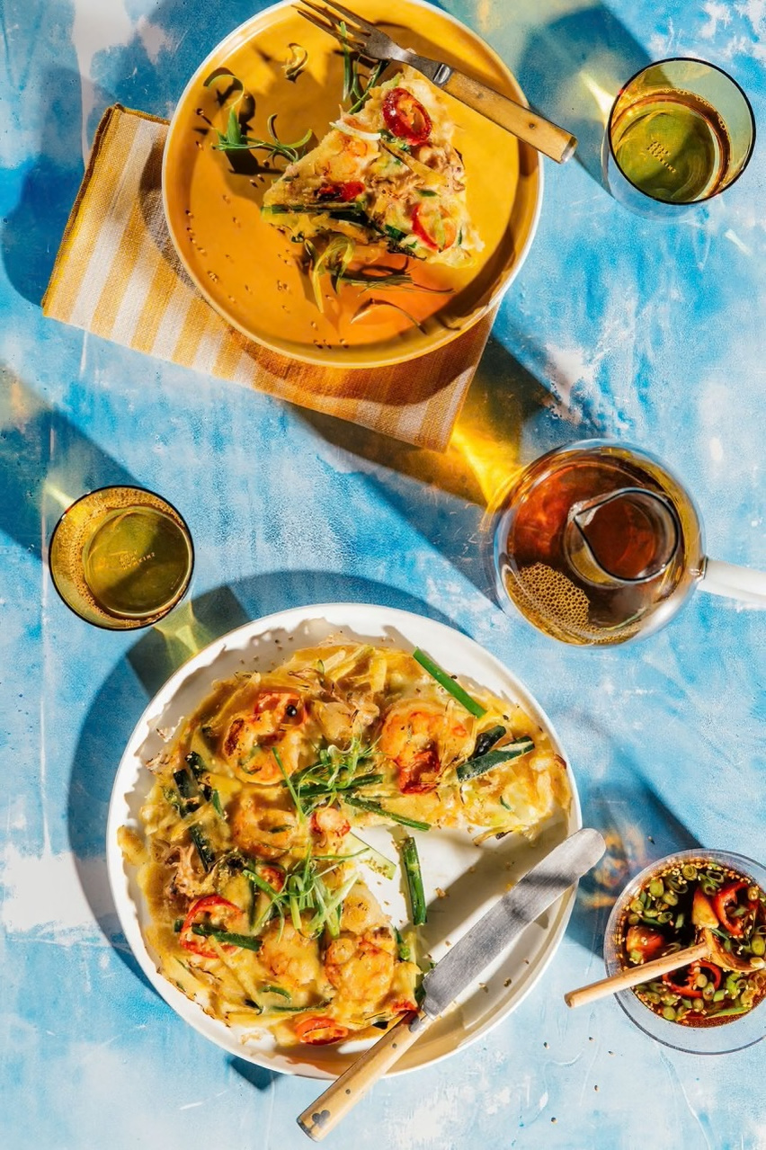 Overhead shot of Food and drink for an editorial assignment for Wine Enthusiast with Prop and Food Styling, photographed by Detroit photographer Emily Berger at Detroit Rental Studio Enginehouse27.studio