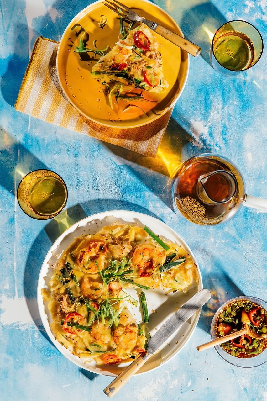 Overhead shot of Food and drink for an editorial assignment for Wine Enthusiast with Prop and Food Styling, photographed by Detroit photographer Emily Berger at Detroit Rental Studio Enginehouse27.studio