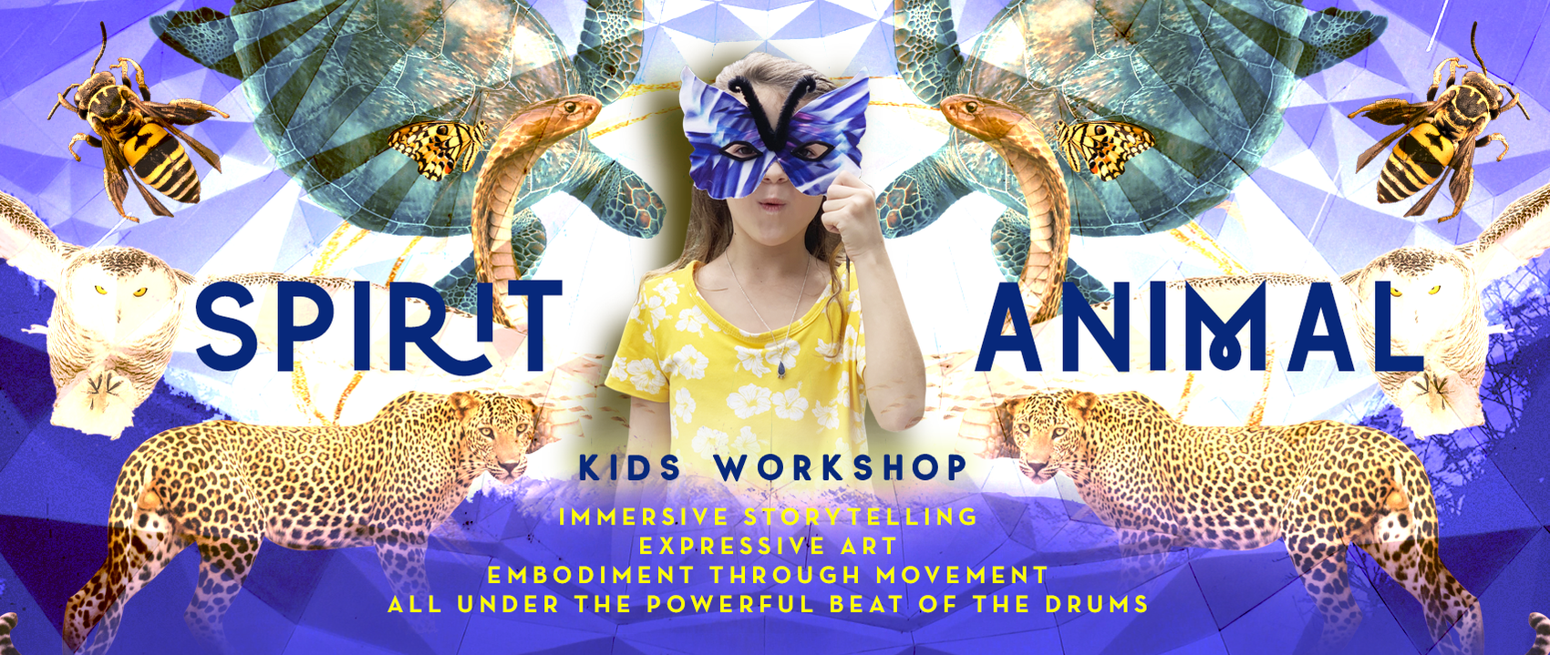 Spirit Animal Kids Workshop - Immersive Storytelling,  Expressive art, Embodiment through Movement & Dance, All under the powerful beat of the drums. Sunshine Coast, Brisbane, Gold Coast, Northern Rivers Kids Creative Art Workshops