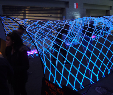 Sydney Installation, Sydney Macrame, Macrame installation, art installation, macramé art, glowing tunnel, recycled fabric, light installation, Sydney artist, Sydney art installation, festival art installation, Artist Melissa carey, Sydney artist
