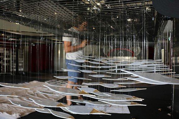  Art installation, Australian installation Artist, Perth art installation, sydney installation artist, glowing ceiling installation, art sculpture, suspended sculpture, suspended installation, wave installation, artist Melissa carey