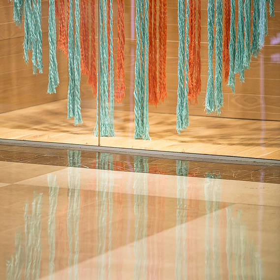 Seafolly art installation, seafolly window installation, seafolly australia, installation artist Sydney, suspended installation, art installation Sydney, art installation Australia, macramé art installation, 