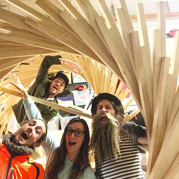 australian installation artist, parametric sculpture, timber helical spiral sculpture, artist Melissa carey, spiral sculpture, timber spiral art, wood spiral art, Australian contemporary artist, Strand ephemera 2019, sculpture festival art