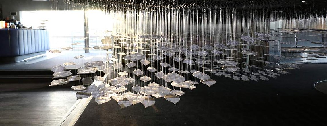  Art installation, Australian installation Artist, Perth art installation, sydney installation artist, glowing ceiling installation, art sculpture, suspended sculpture, suspended installation, wave installation, artist Melissa carey