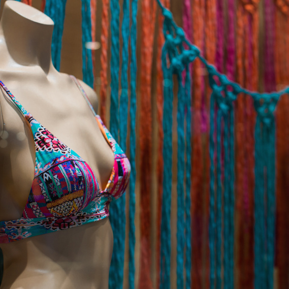 Seafolly art installation, seafolly window installation, seafolly australia, installation artist Sydney, suspended installation, art installation Sydney, art installation Australia, macramé art installation, 