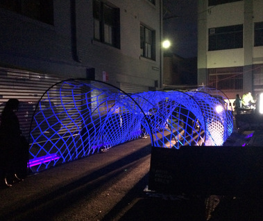 Sydney Installation, Sydney Macrame, Macrame installation, art installation, macramé art, glowing tunnel, recycled fabric, light installation, Sydney artist, Sydney art installation, festival art installation, Artist Melissa carey, Sydney artist