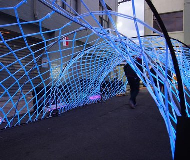 Sydney Installation, Sydney Macrame, Macrame installation, art installation, macramé art, glowing tunnel, recycled fabric, light installation, Sydney artist, Sydney art installation, festival art installation, Artist Melissa carey, Sydney artist