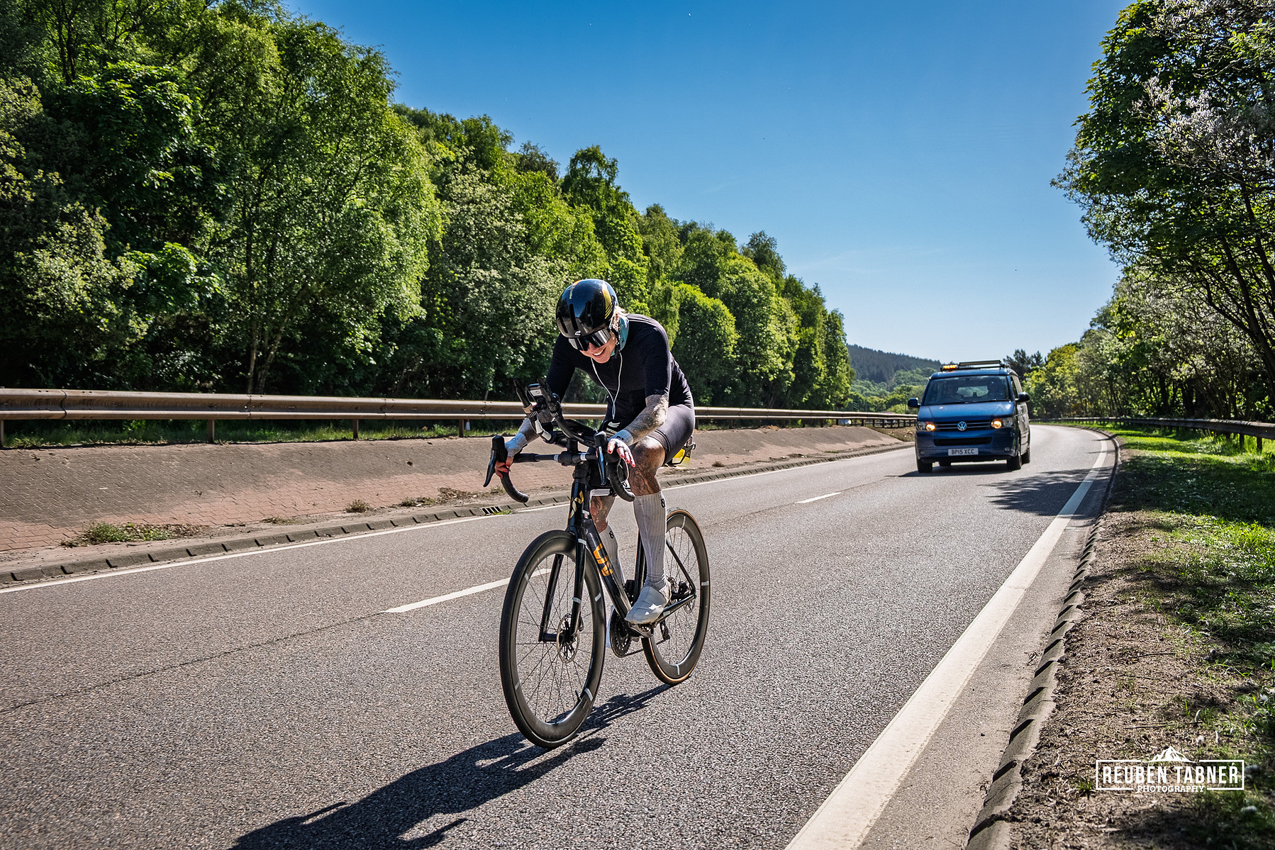 Canadian endurance cyclist Sarah Ruggins captured on the A9, closing in on John o’ Groats during her record-breaking ride