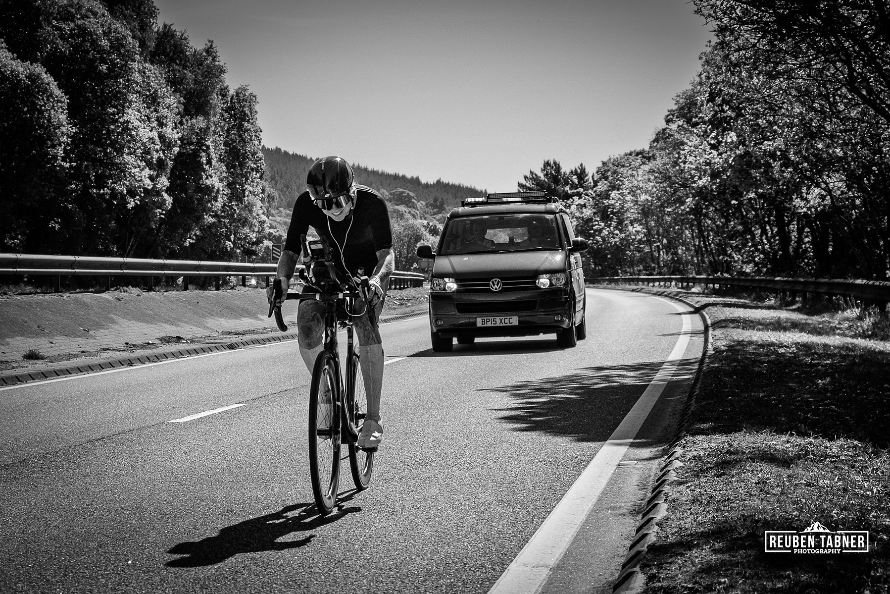 Sarah Ruggins cycling on the A9 near Inverness during her John o’ Groats to Land’s End and back world record attempt
