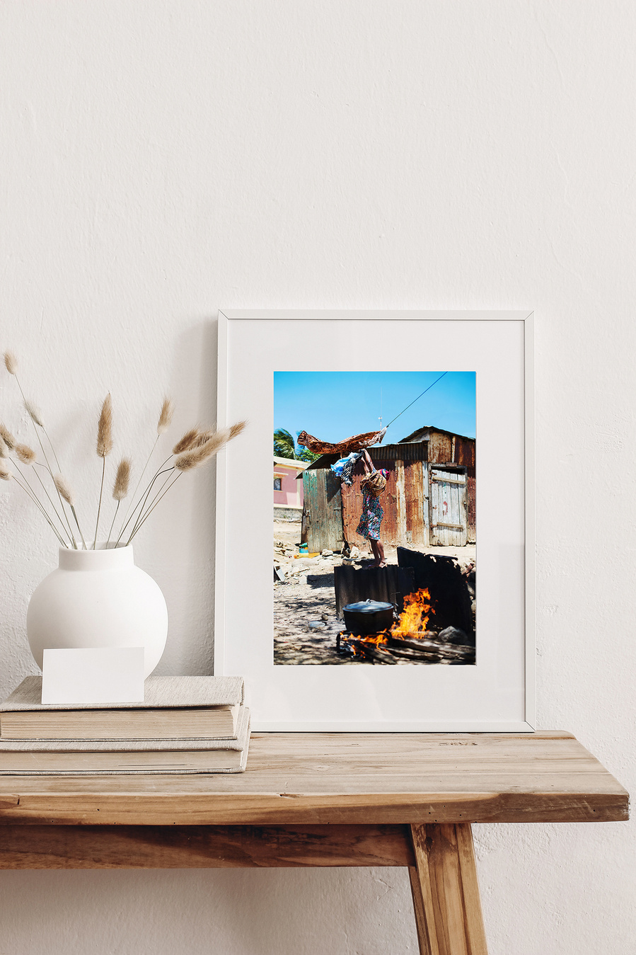 A fine art print from a woman going about her daily chores in Madagascar.