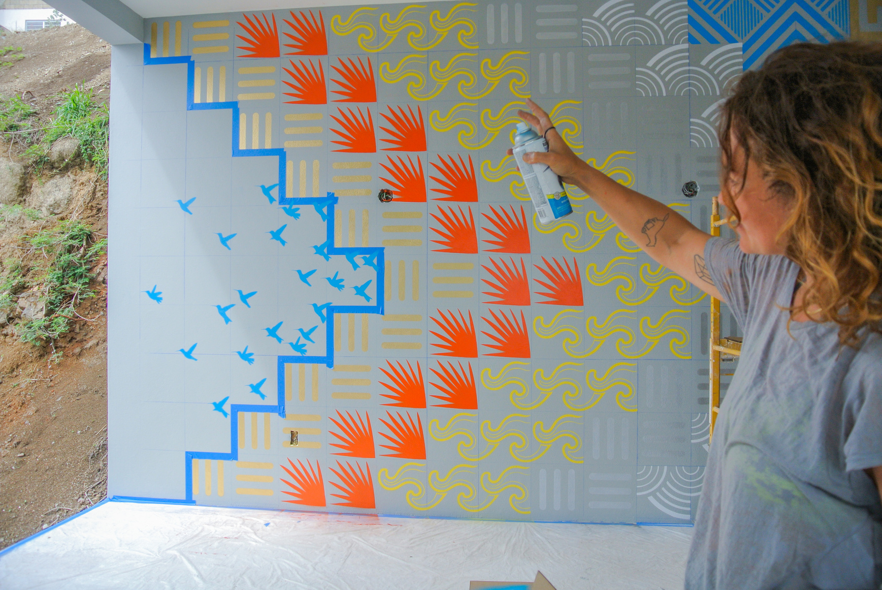 Casa Colibri Mural in Puerto Rico by XS Architect, Sarah Strauss. Created March 2016.
