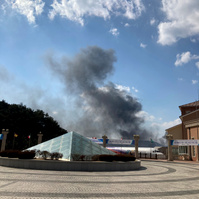 Warehouse fire in Chilgok, saw helicopters dropping water
