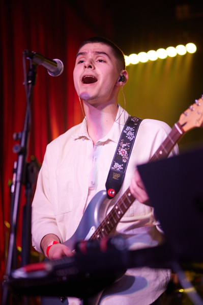 Bassist grooves captured in the heart of New York City.