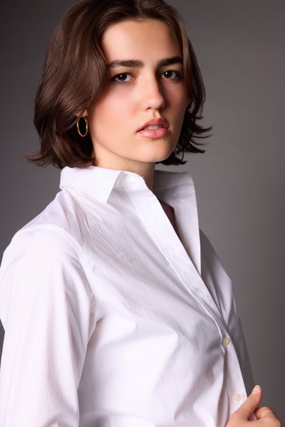 Fashion-forward model portfolio shot in NYC studio for print and digital use.