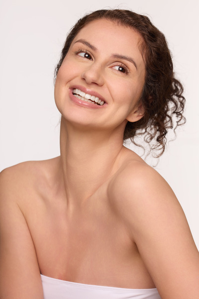 Beauty editorial showcasing NYC skincare brand campaign with model.