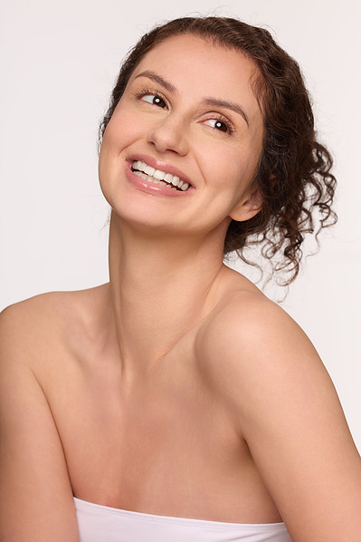 Beauty editorial showcasing NYC skincare brand campaign with model.