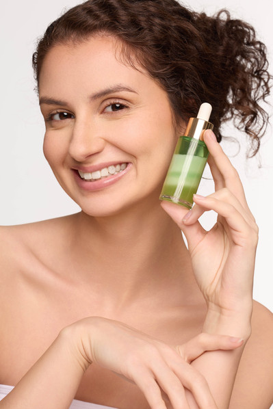 Model-focused skincare photoshoot in NYC for facial cleanser product.