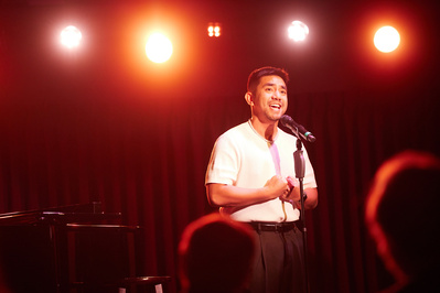 Aaron J Albano performing at Green Room 42. Photography by Blaine Pennington.