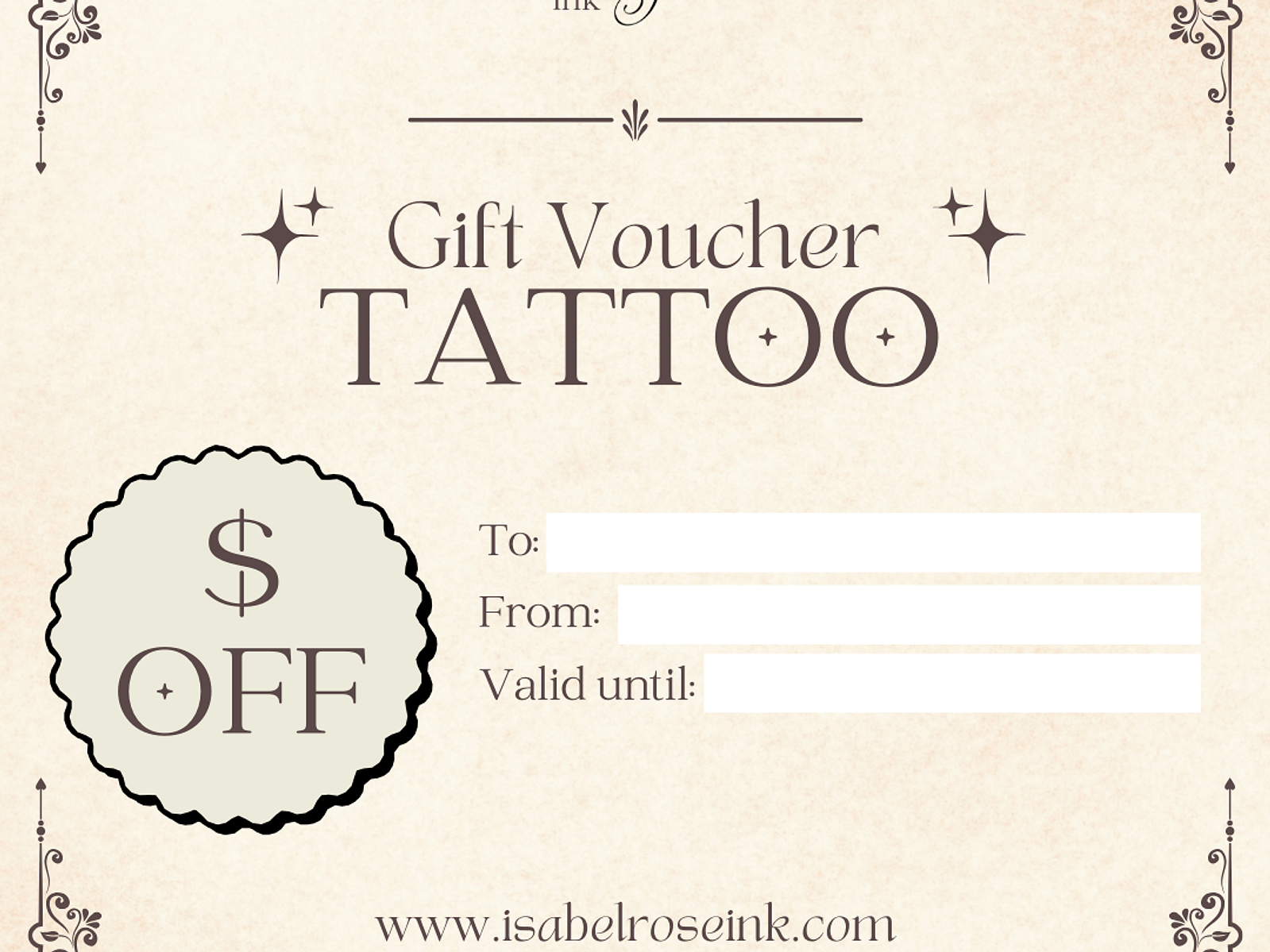 Tattoo Gift Voucher - Isabel Rose Ink