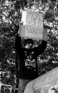 Protestor demonstrating at Occupy Wall Street in 2011