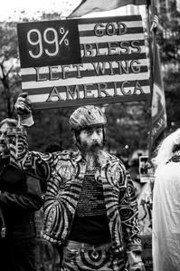 Protestor demonstrating at Occupy Wall Street in 2011