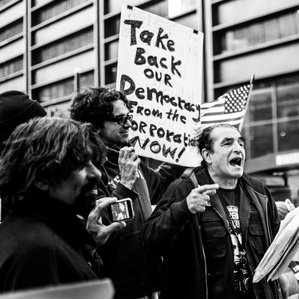 Protestors demonstrating at Occupy Wall Street in 2011