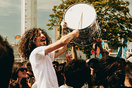 Marcos Marchesani of of Surfer Blood hanging with the crowd - Village Voice Siren Festival, Coney Island, Brooklyn, 2010