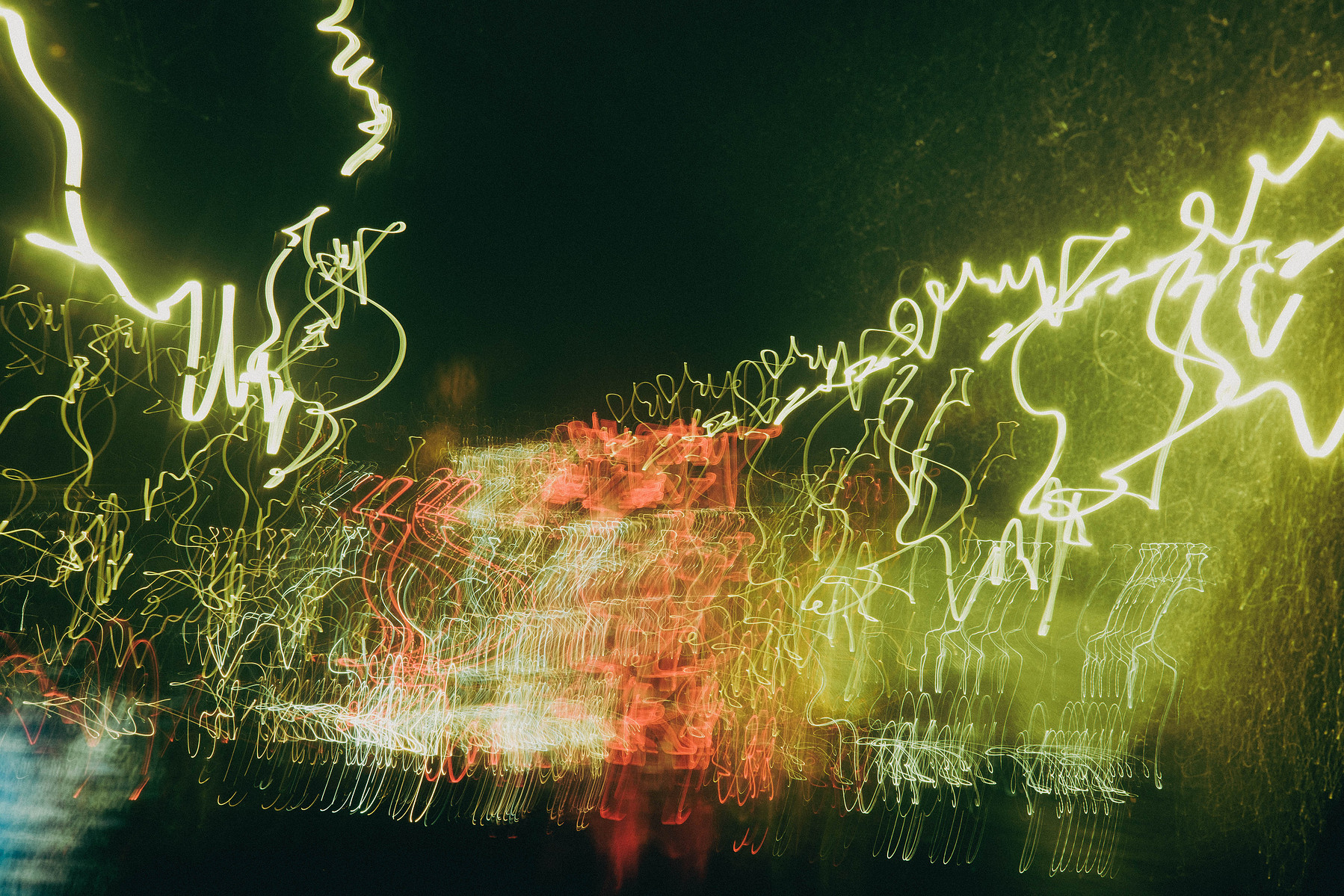 Swervy light streaking all over the place like graffiti