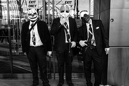 Three guys dressed up as Payday 2 characters at the New york City Comic Con, 2013.