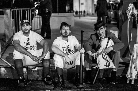 Protestors dressed as baseball players during the Occupy Wall Street March to Times Square in 2011
