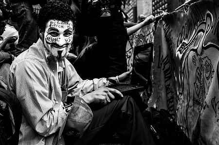 A blogger recording an Occupy Rally in Union Square